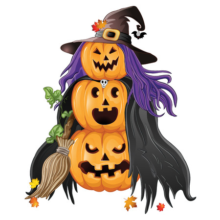 Illustration of Halloween pumpkin with witch\\のイラスト素材
