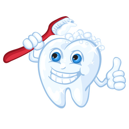 Cute cartoon tooth and toothbrushのイラスト素材