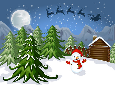 Merry Christmas Card. Illustration of  snowmanのイラスト素材