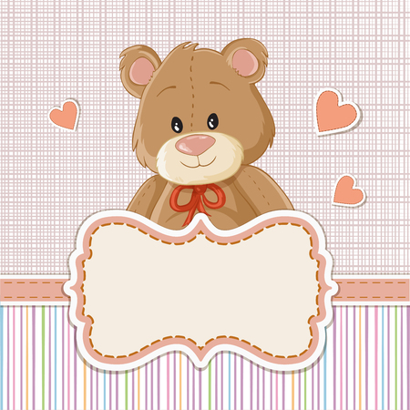 Teddy bear for baby . Baby shower invitationのイラスト素材