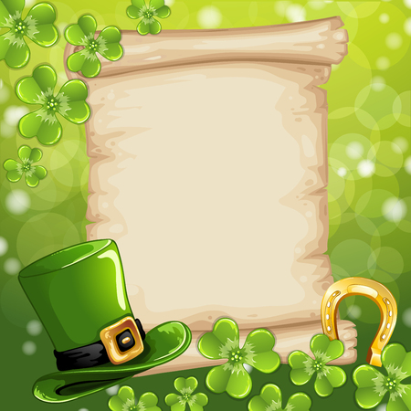 St.Patrick's Day background with vintage scroll paper.のイラスト素材