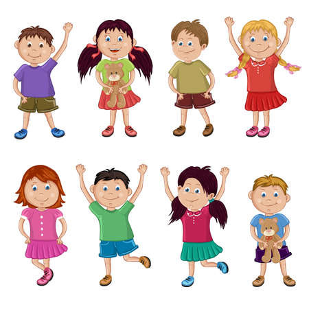 Set of happy childrenのイラスト素材