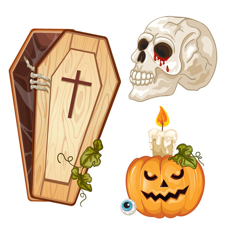 Halloween symbols collection. Happy Halloweenのイラスト素材