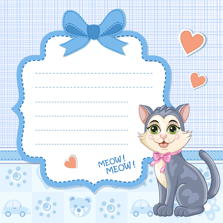 Baby shower invitation for boy with kittenのイラスト素材
