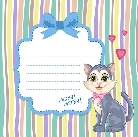 Baby shower invitation with kittenのイラスト素材