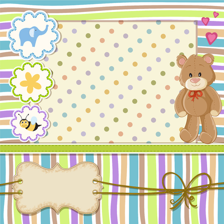 Teddy bear for baby . Baby shower invitationのイラスト素材
