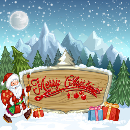 Christmas banners with Santa Claus  and giftsのイラスト素材