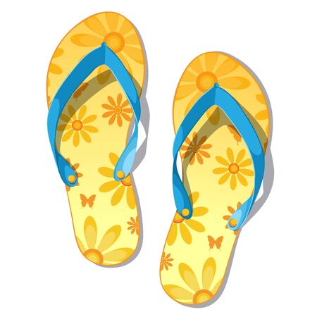 Pair of flip-flops isolated on a white background.のイラスト素材