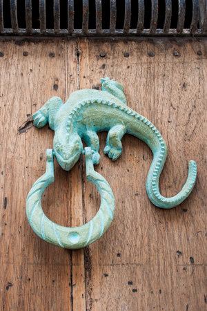 Door knocker Iguana shapedの写真素材