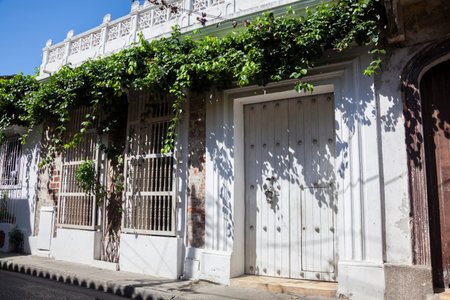 Facade of a house in Cartagena de Indiasのeditorial素材