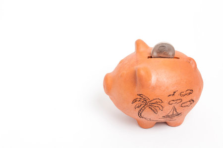 Saving dollars for vacations - high angleの写真素材