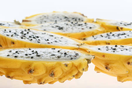 Exotic tropical fruit called pitahaya (Selenicereus megalanthus)の写真素材