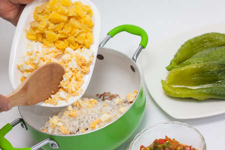 Preparation of  Stuffing Cucumbers Filling Mixの写真素材