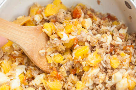Preparation of  Stuffing Cucumbers Filling Mixの写真素材