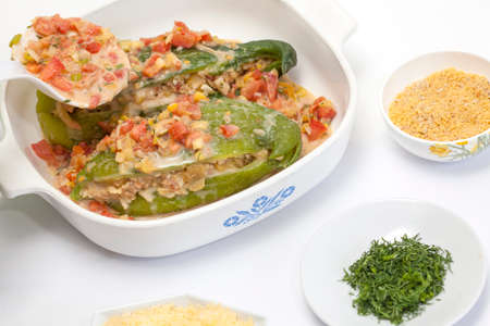 Stuffing cucumber preparation processの写真素材