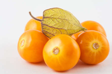 Cape gooseberry (Physalis peruviana) on white backgroundの写真素材