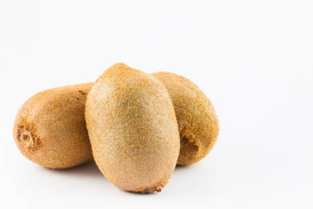 Kiwifruit (Actinidia chinensis) on white backgroundの写真素材