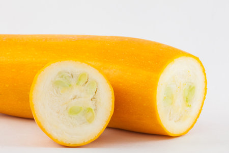 Zucchini (Cucurbita pepo) isolated in white backgroundの写真素材