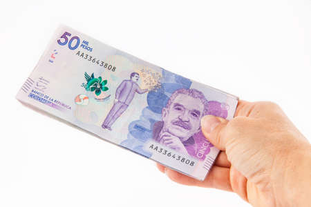 Close up of a woman handling moneyの写真素材