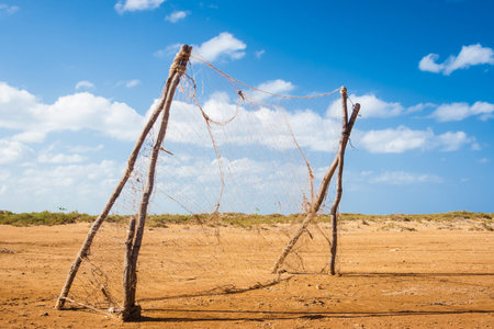 Lonely football goal at La Guajira desert