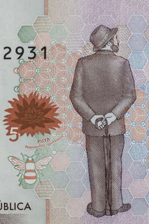 Poet Jose Asuncion Silva on the five thousand Colombian pesos billの写真素材