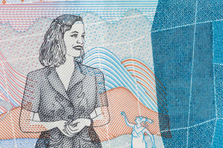 Artist Debora Arango Perez on the two thousand Colombian pesos billの写真素材