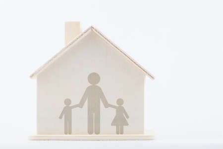 Family diversity: Single father with children at homeの写真素材