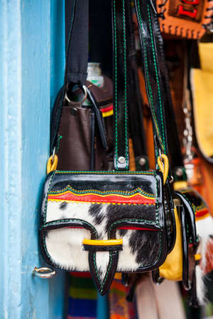 Colombian traditional leather satchel from the Antioquia Region called Carrielの写真素材