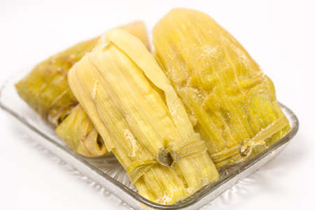 Colombian Sweet Corn Wrap Preparationの写真素材