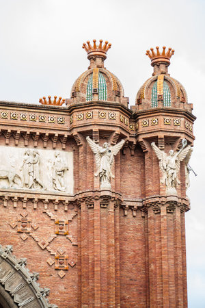 Detail of the Triumphal Arch in Barcelona Spainのeditorial素材