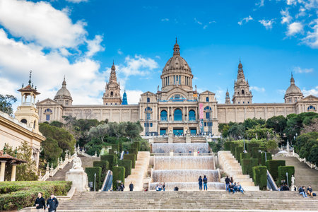 Magic Fountain of Montjuic and the National Art Museum of Cataloniaのeditorial素材