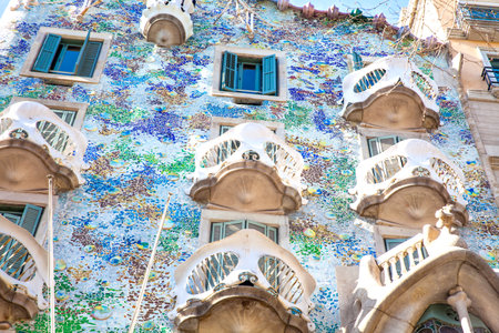 Detail of the Gaudi's designed Casa Batllo in Barcelona Spainのeditorial素材