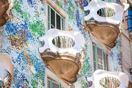 Detail of the Gaudi's designed Casa Batllo in Barcelona Spainのeditorial素材