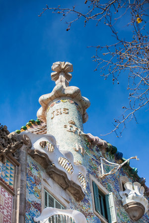 Detail of the Gaudi's designed Casa Batllo in Barcelona Spainのeditorial素材