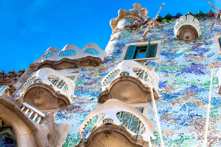 Detail of the Gaudi's designed Casa Batllo in Barcelona Spainのeditorial素材