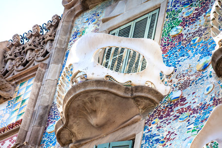 Detail of the Gaudi's designed Casa Batllo in Barcelona Spainのeditorial素材