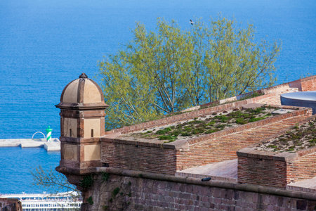 Watchtower at Montjuic Castle in Barcelona Spainのeditorial素材