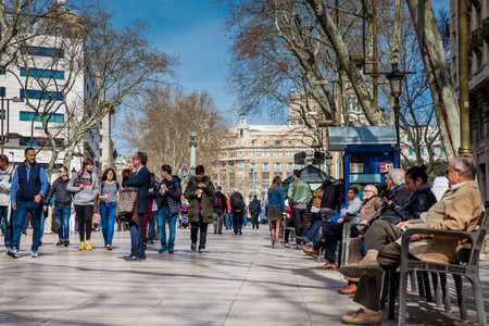 The Rambla pedestrian street in Barcelona Spainのeditorial素材