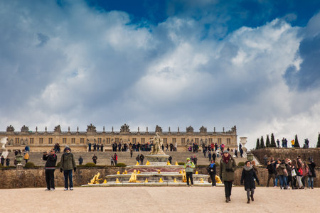 Garden of the Versailles Palace in a freezing winter day just before springのeditorial素材
