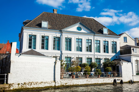 Canals of the historical and beautiful Bruges town in Belgiumのeditorial素材