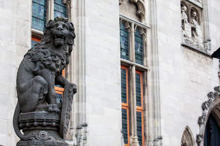 Details of the beautiful architecture in the historical town of Bruges