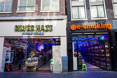 Marijuana products shop at the Old Central district in Amsterdamのeditorial素材