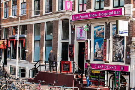 Business at the Red light district of Amsterdam on daytimeのeditorial素材