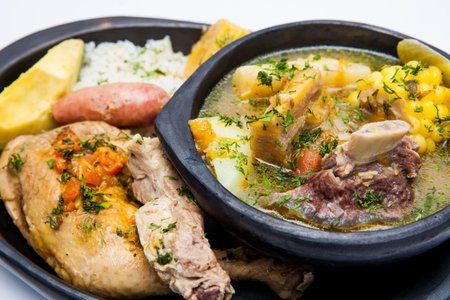 Traditional Colombian soup from the region of Santander called puchero