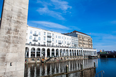 Memorial to the Fallen of both World Wars and AlsterArkadenのeditorial素材