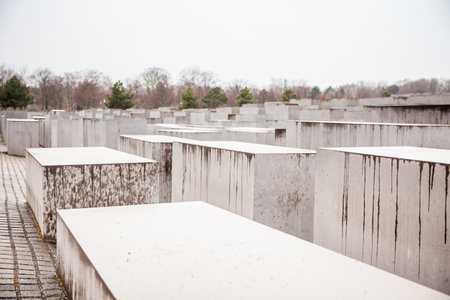 Memorial to the Murdered Jews of Europe in a cold and rainy end of winter dayのeditorial素材