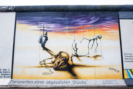 The Wall Museum East Side Gallery on a cold end of winter dayのeditorial素材