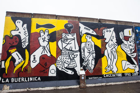 The Wall Museum East Side Gallery on a cold end of winter dayのeditorial素材