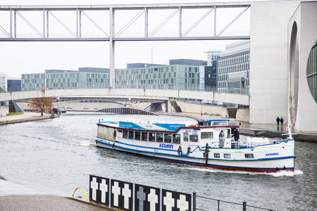 Canals of the Spree river in a cold end of winter dayのeditorial素材