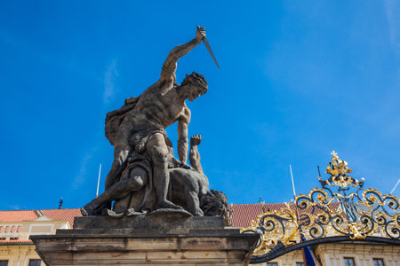 Statues at the entrance of the 9th century Prague Castleのeditorial素材